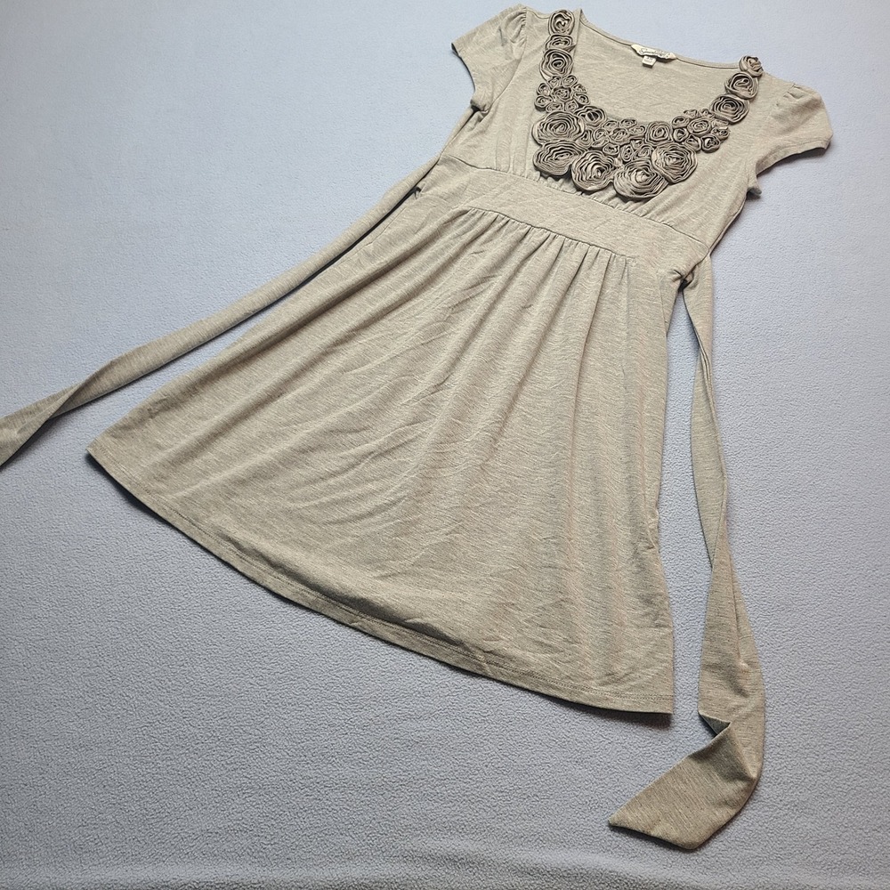 Speechless Dress Women XS Taupe Excellent Rosette Empire Waist Knit